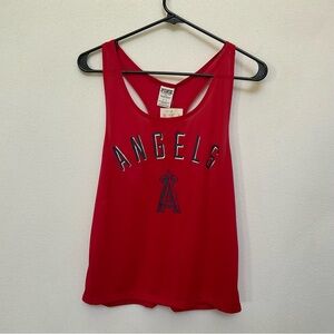 NWT Victoria's Secret Pink MLB Angels Red, Blue Mesh Razorback Tank Size S
